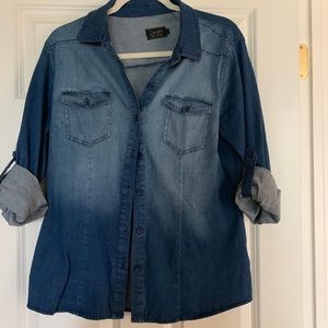 Ombré denim fitted top, chambray top